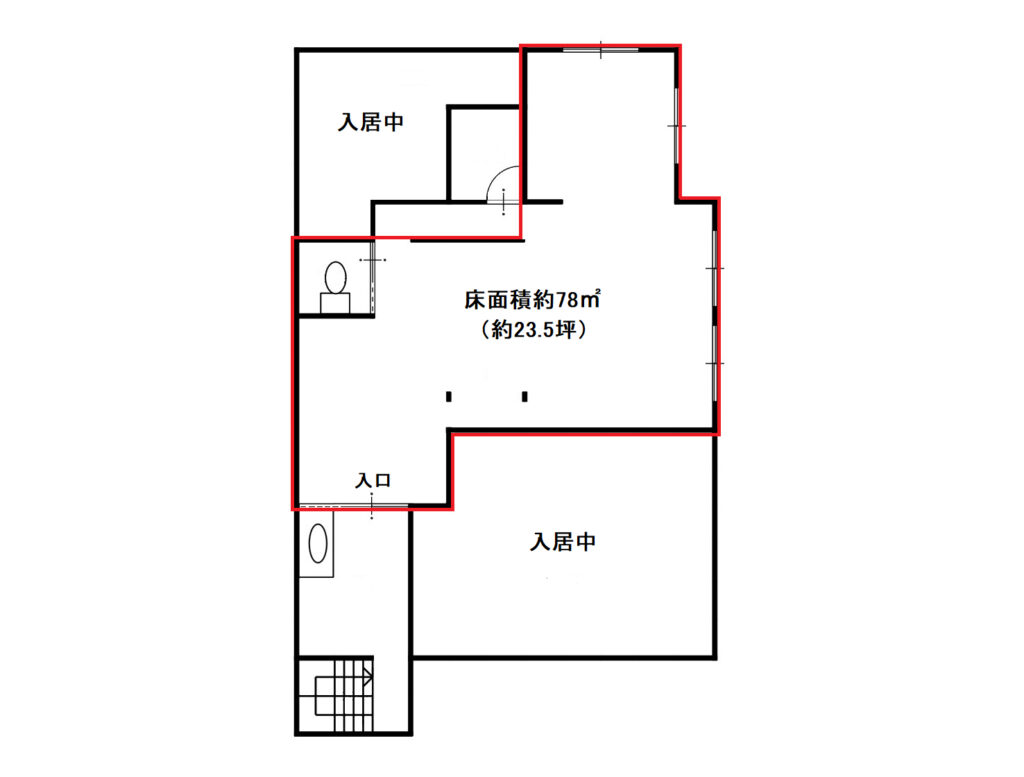 【賃貸】貸店舗（2階一部）